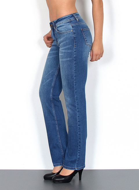 Damen Jeanshose mit Geradem Schnitt und hohem Bund