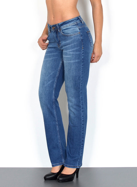 Damen Jeanshose mit Geradem Schnitt und hohem Bund