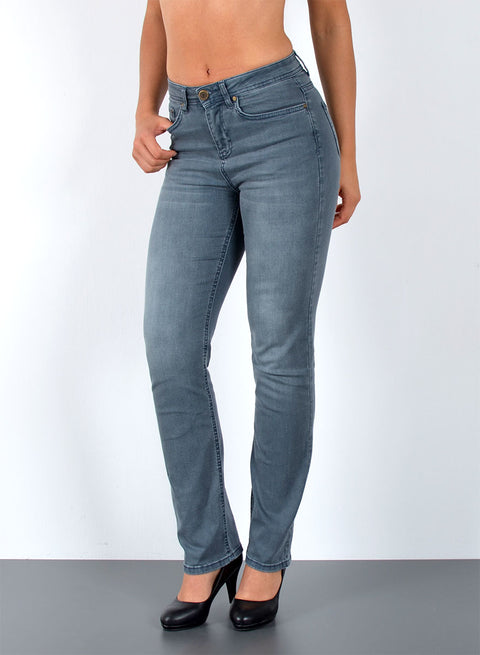 High Waist Jeans Straight Fit Hose aus extra weicher Baumwolle