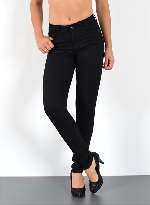 Damen Jeans Schwarze Skinny Hose mit hohem Bund