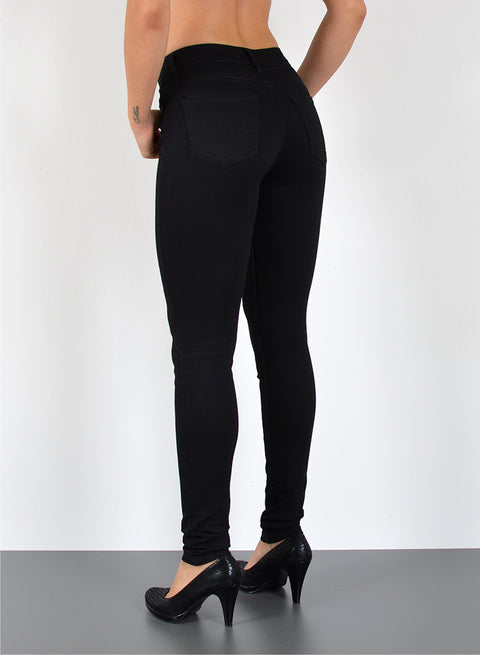 Damen Jeans Schwarze Skinny Hose mit hohem Bund