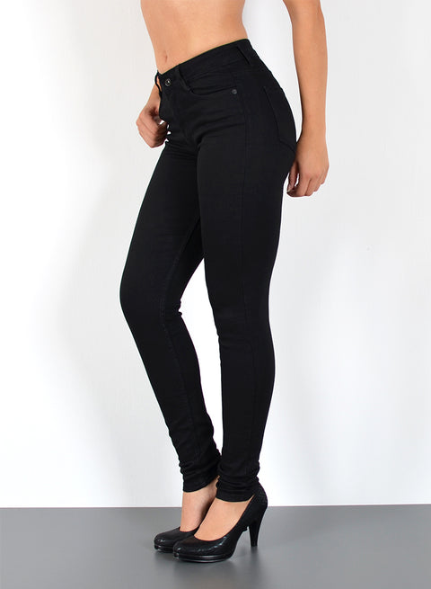Damen Jeans Schwarze Skinny Hose mit hohem Bund