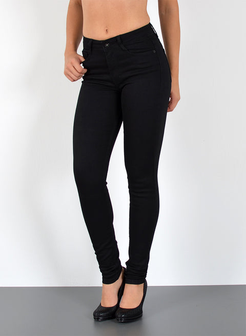 Damen Jeans Schwarze Skinny Hose mit hohem Bund