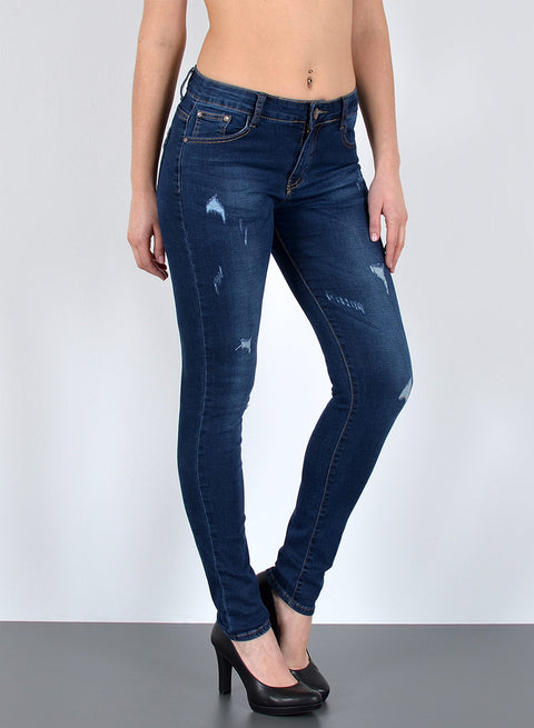 Damen High Waist Skinny Fit Jeans Destroyed Look