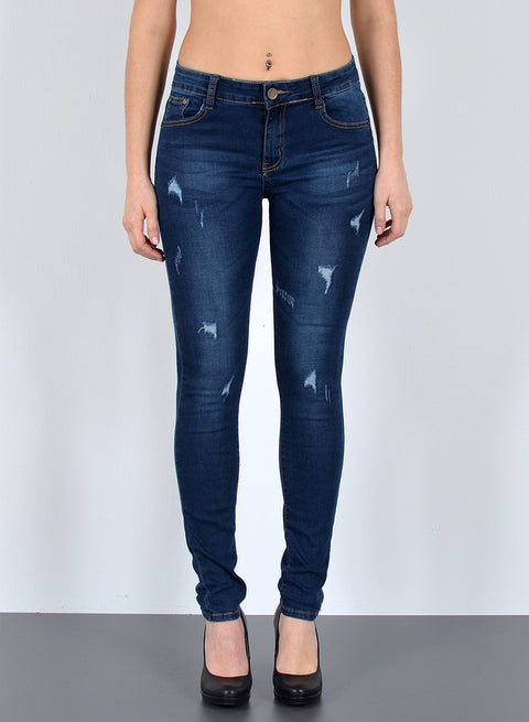 Damen High Waist Skinny Fit Jeans Destroyed Look