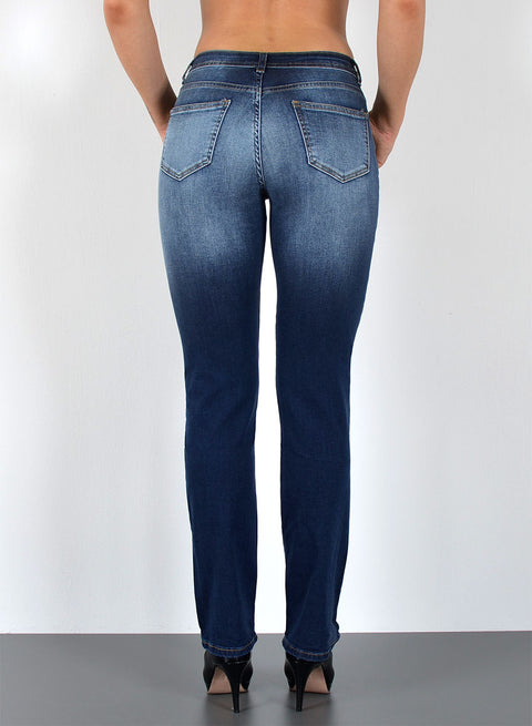 Blaue Damen Jeans mit Waschung und hohe Leibhöhe