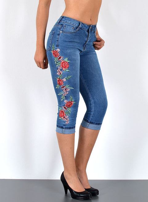 Low Waist Damen Capri Jeans