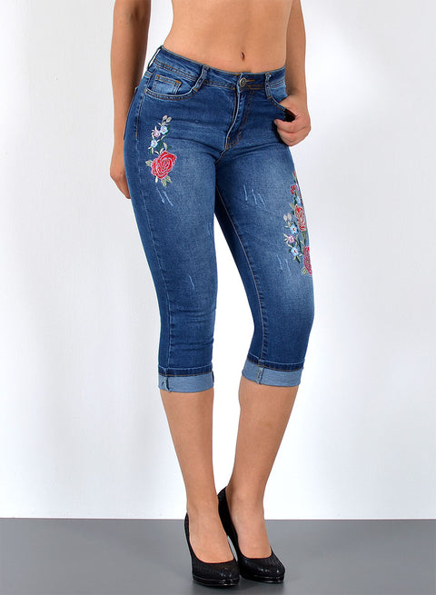 Low Waist Damen Capri Jeans