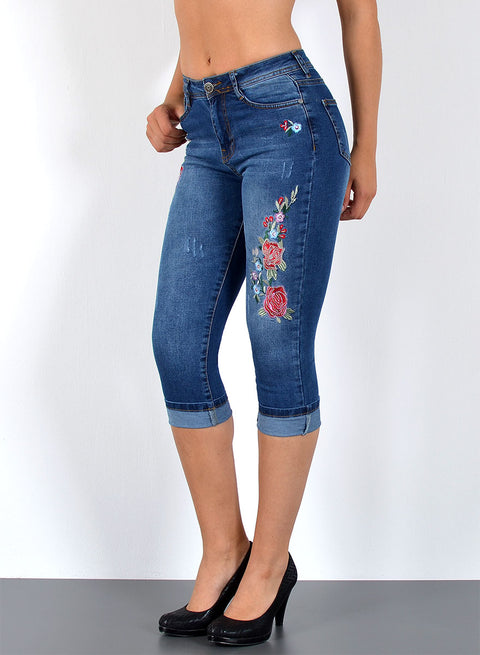 Low Waist Damen Capri Jeans