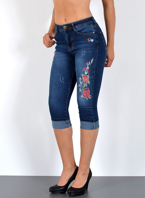 Low Waist Damen Capri Jeans