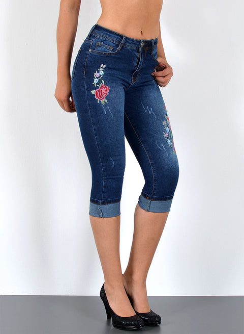 Low Waist Damen Capri Jeans