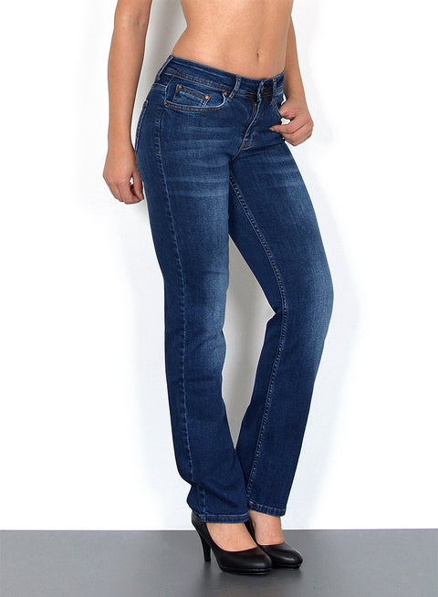 Damen Jeanshose Gerade-Schnitt mit hohem Bund