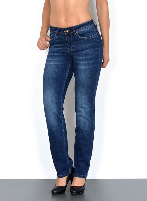 Damen Jeanshose Gerade-Schnitt mit hohem Bund