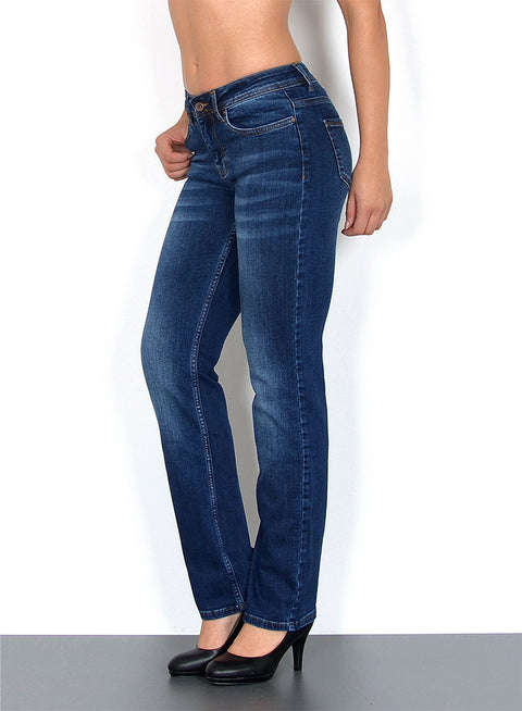 Damen Jeanshose Gerade-Schnitt mit hohem Bund