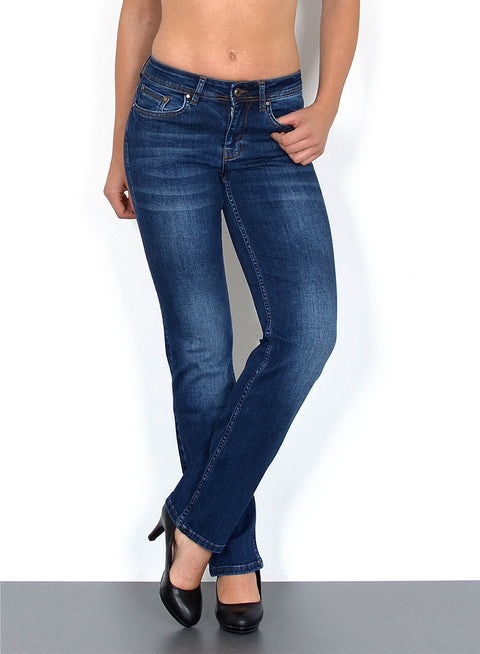 Damen Jeanshose Gerade-Schnitt mit hohem Bund