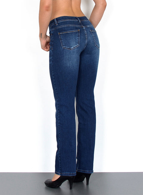 Damen Jeanshose Gerade-Schnitt mit hohem Bund