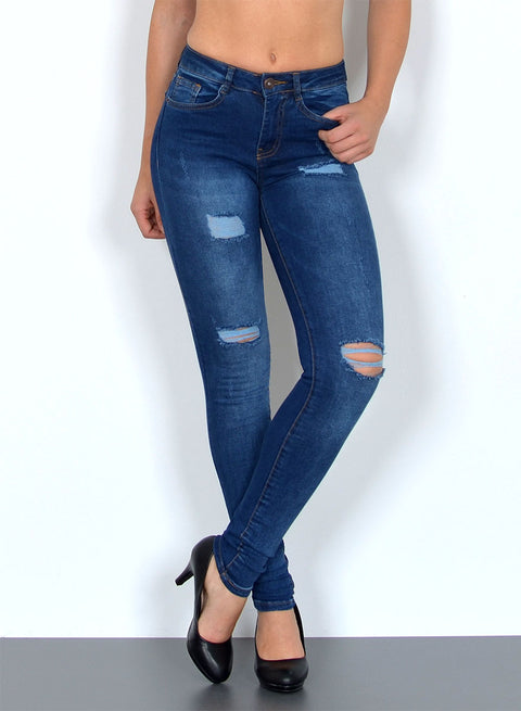 Damen High Waist Skinny Fit Jeans Destroyed Look