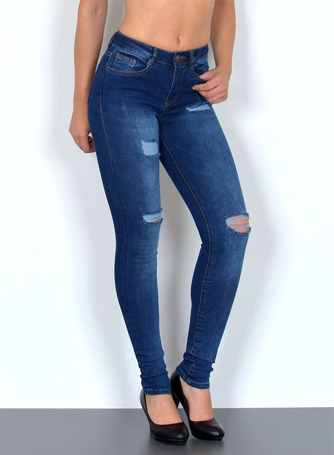 Damen High Waist Skinny Fit Jeans Destroyed Look