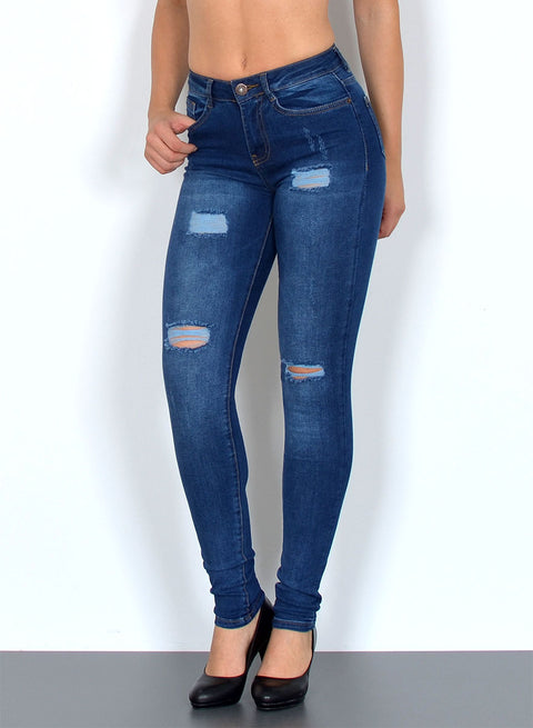 Damen High Waist Skinny Fit Jeans Destroyed Look