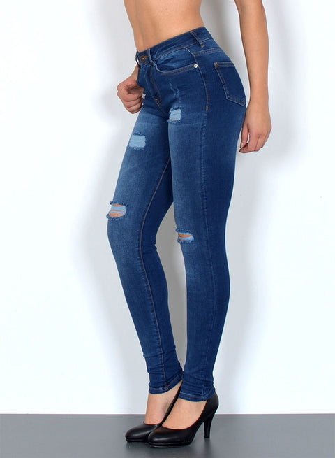 Damen High Waist Skinny Fit Jeans Destroyed Look