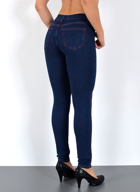 Skinny Fit Jeans High Waist mit roter Naht