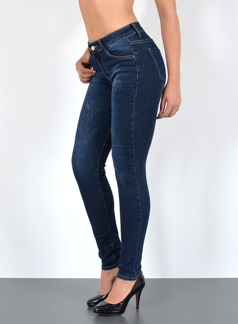 Damen High Waist Skinny Fit Jeans Destroyed Look