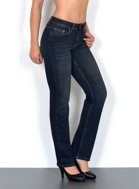 High Waist Damen Jeanshose Gerade Schnitt