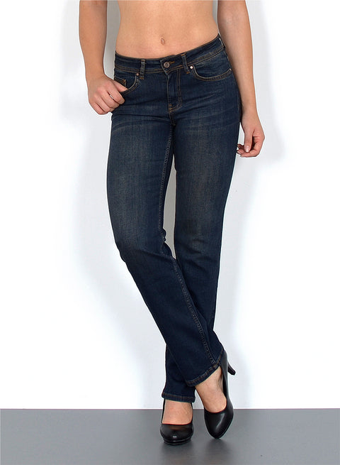 High Waist Damen Jeanshose Gerade Schnitt