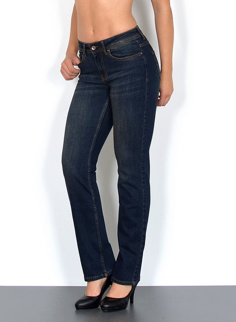 High Waist Damen Jeanshose Gerade Schnitt