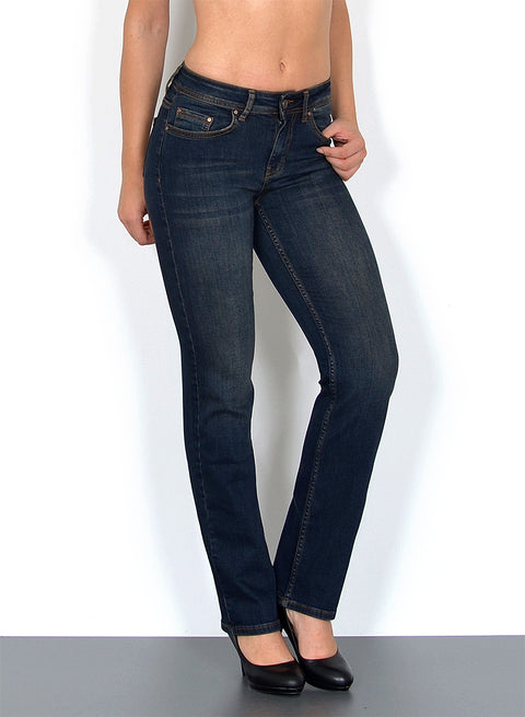 High Waist Damen Jeanshose Gerade Schnitt