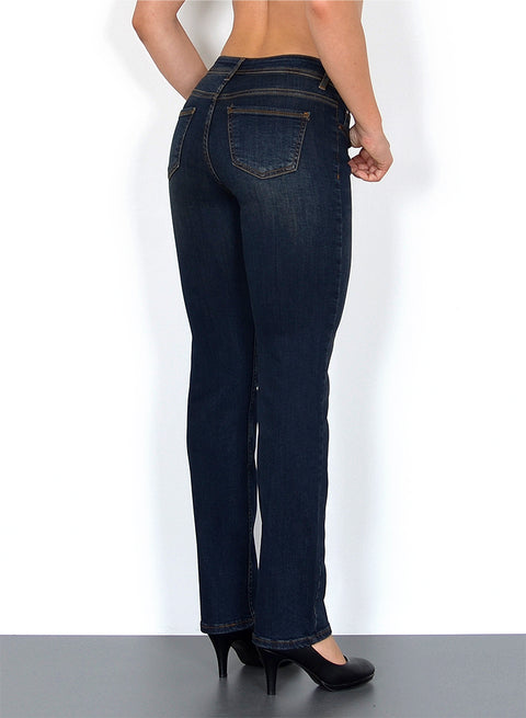 High Waist Damen Jeanshose Gerade Schnitt