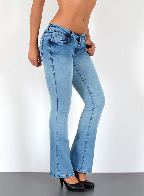 Damen Schlaghose Bootcut Jeans Low Rise