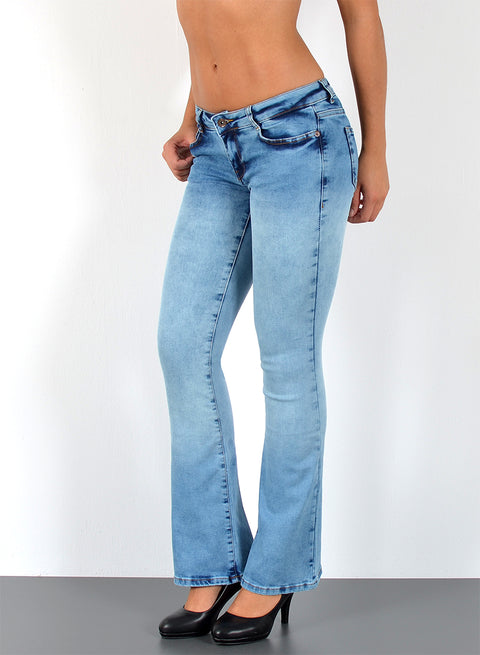 Damen Schlaghose Bootcut Jeans Low Rise