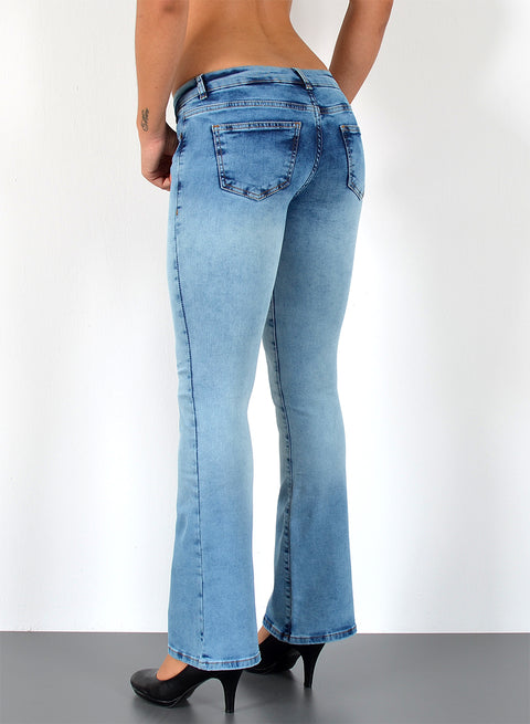 Damen Schlaghose Bootcut Jeans Low Rise