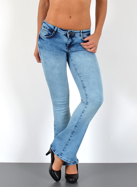 Damen Schlaghose Bootcut Jeans Low Rise