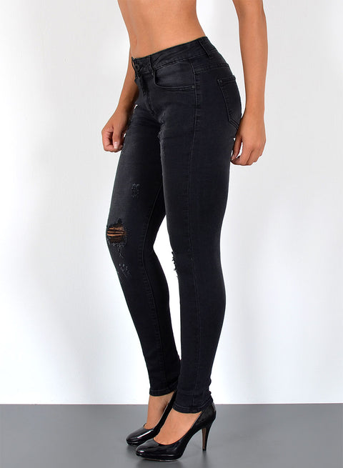 Damen High Waist Skinny Fit Jeans Destroyed Look