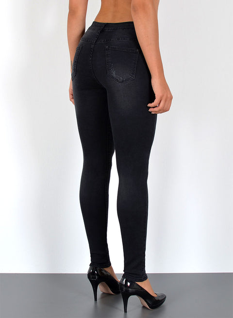 Damen High Waist Skinny Fit Jeans Destroyed Look