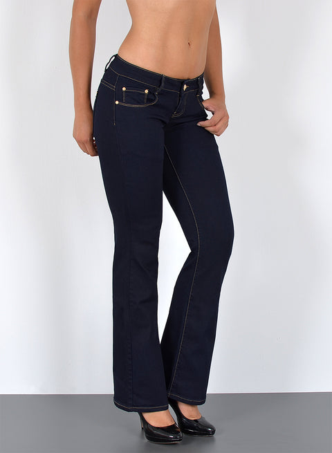 Bootcut Jeans Damen Flared Hose Low Waist