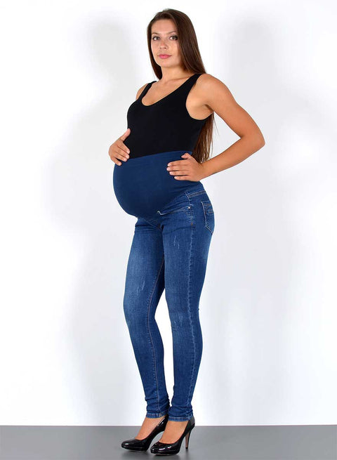 Damen Umstandshose Skinny Fit mit Stretch und Rissen