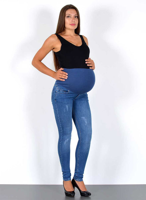 Damen Umstandshose Skinny Fit mit Stretch und Rissen