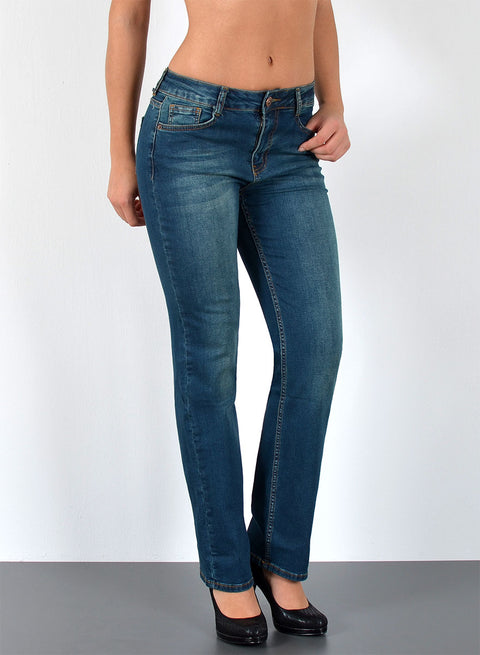 High Waist Jeans Straight Fit Hose Damen mit Stretch bis Große Größen