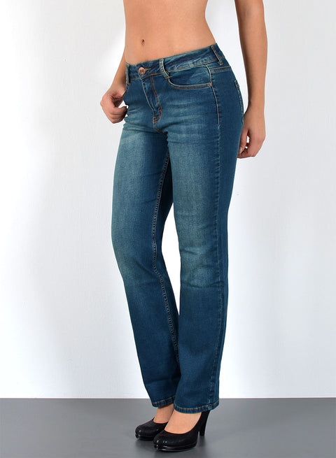 High Waist Jeans Straight Fit Hose Damen mit Stretch bis Große Größen