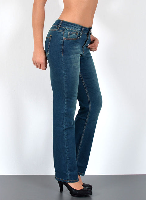High Waist Jeans Straight Fit Hose Damen mit Stretch bis Große Größen