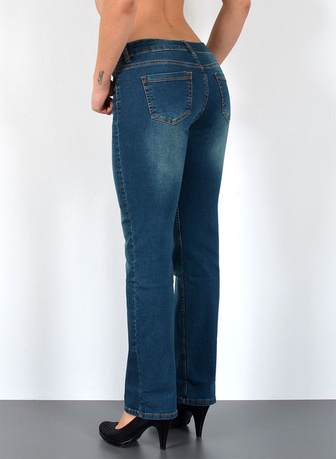 High Waist Jeans Straight Fit Hose Damen mit Stretch bis Große Größen