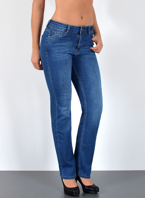 Straight Fit Jeans Damen High Waist Hose Regular mit Stretch