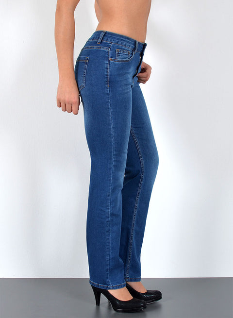 Straight Fit Jeans Damen High Waist Hose Regular mit Stretch