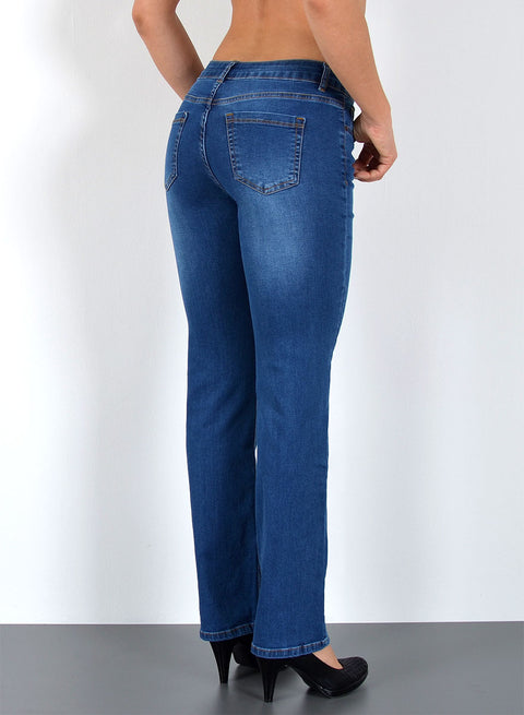Straight Fit Jeans Damen High Waist Hose Regular mit Stretch
