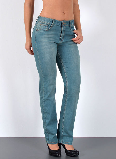 High Waist Straight Jeans Damen mit hohem Bund und Stretch bis Plussize