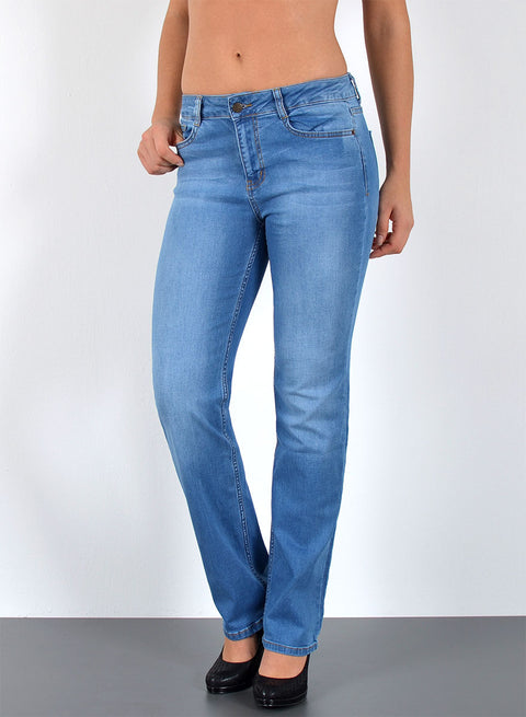 High Waist Jeans Straight Leg Hose für Damen Blau