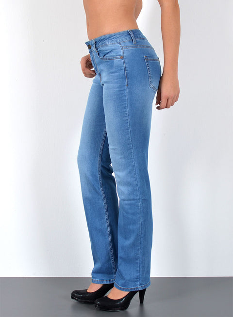 High Waist Jeans Straight Leg Hose für Damen Blau
